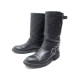 CHAUSSURES CHANEL G26590 39.5 BOTTES MOTARD EN CUIR MATELASSE NOIR BOOTS 890€