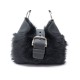 NEUF SAC A MAIN PRADA EN FOURRURE CUIR NOIR NEW BLACK FUR LEATHER HANDBAG 1800€