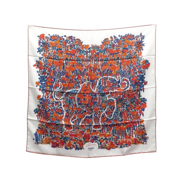 NEUF FOULARD HERMES LEGENDE MOGHOLE EN SOIE ORANGE CARRE SILK SCARF 