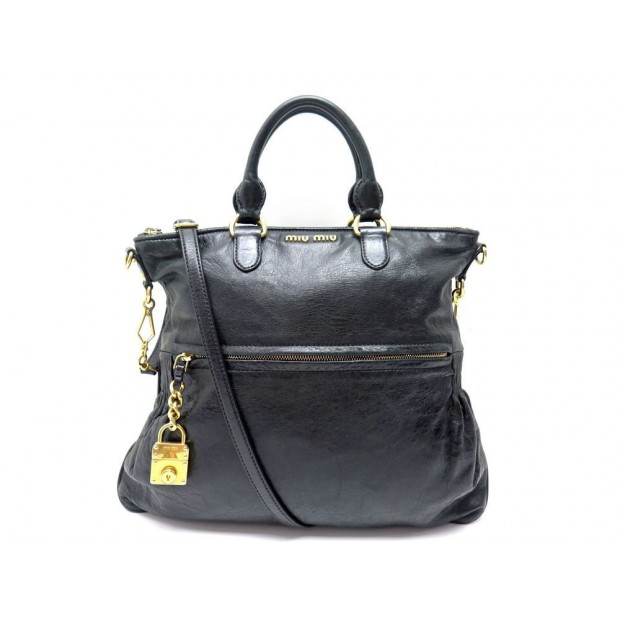 SAC A MAIN MIU MIU BANDOULIERE CUIR NOIR 