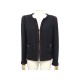 VESTE CHANEL P36021 PARIS MOSCOU 2009 T 42 L EN TWEED DE LAINE NOIR JACKET 4200€