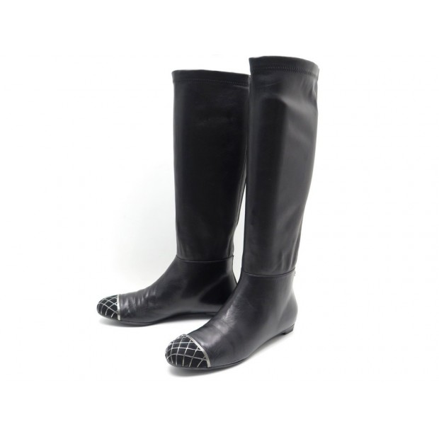 CHAUSSURES CHANEL G27923 BOTTES 40.5 BOUTS METAL MATELASSE CAGED BOOTS 1450€