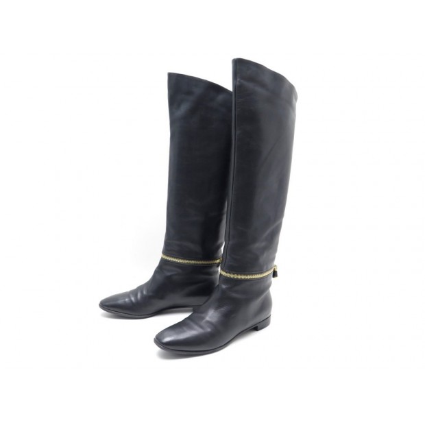 CHAUSSURES SERGIO ROSSI CAVALIERES 39.5 IT 40.5 FR BOTTES CUIR NOIR BOOTS 795€