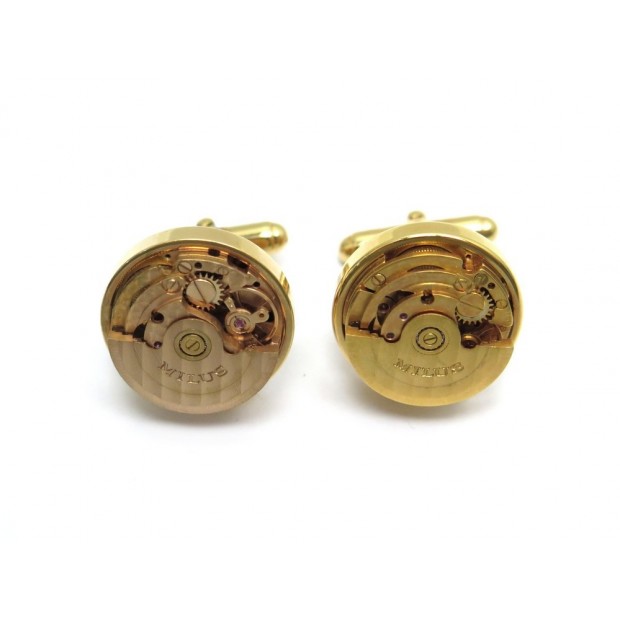 BOUTONS DE MANCHETTE MILUS MOUVEMENT AUTOMATIQUE MONTRE DORE CUFFLINKS 390€