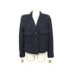 VESTE CHANEL P49438 T42 L EN TWEED DE LAINE BLEU MARINE BLUE WOOL JACKET 4200€