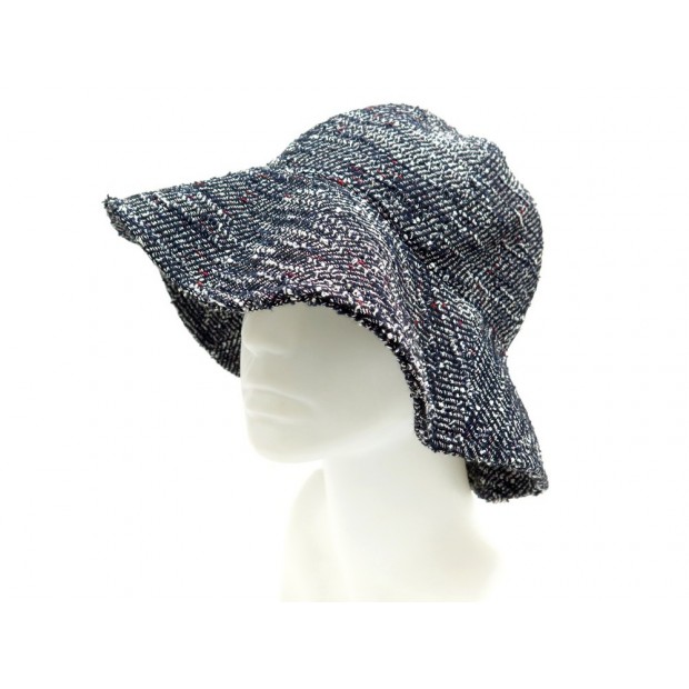 NEUF CHAPEAU CHANEL TAILLE 57 EN TWEED BLEU MARINE NEW BLUE HAT 1490€