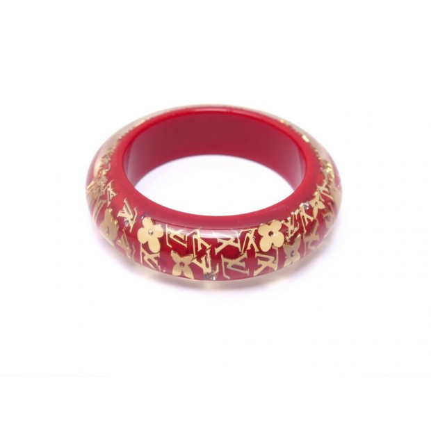 NEUF BRACELET LOUIS VUITTON INCLUSION GM MONOGRAM LV T 19 EN RESINE ROUGE 435€