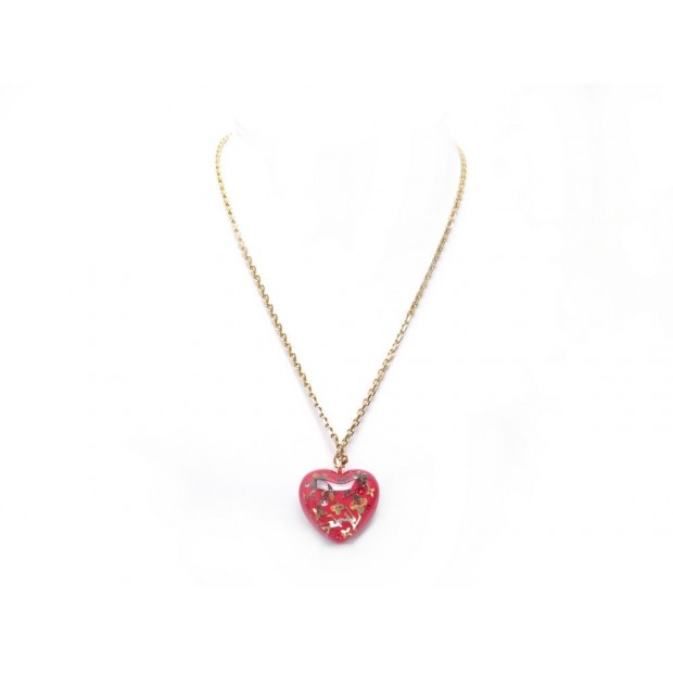 NEUF COLLIER LOUIS VUITTON INCLUSION MONOGRAM LV COEUR 54 CM RESINE ROUGE 575€