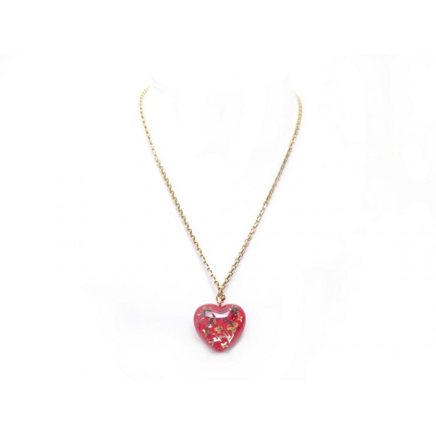 NEUF COLLIER LOUIS VUITTON INCLUSION MONOGRAM LV COEUR 54 CM RESINE ROUGE 575€