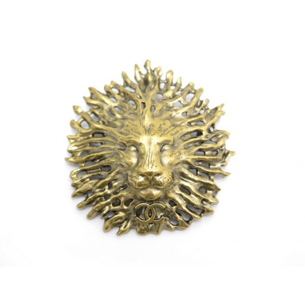 NEUF BROCHE CHANEL LION LOGO CC EN METAL DORE + BOITE NEW GOLDEN BROOCH 650€