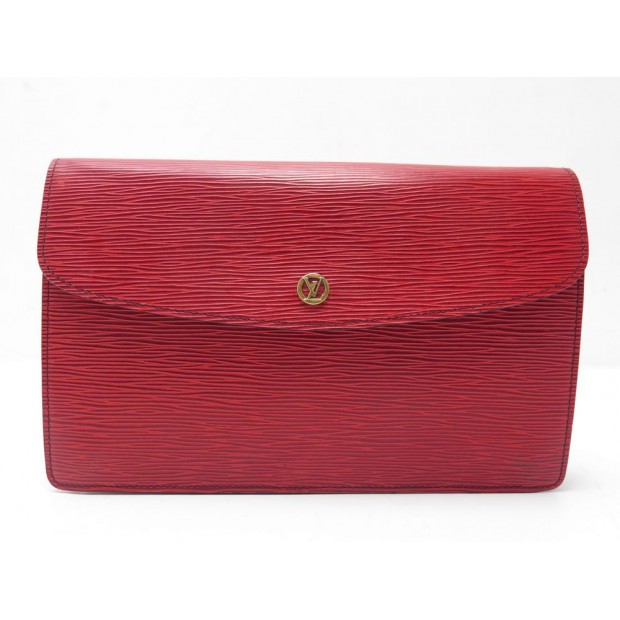 SAC POCHETTE LOUIS VUITTON MONTAIGNE CUIR EPI ROUGE 27 CM RED POUCH CLUTCH 795€