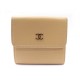 NEUF PORTEFEUILLE CHANEL LOGO CC EN CUIR BEIGE PORTE MONNAIE + SAC BILLFOLD 650€