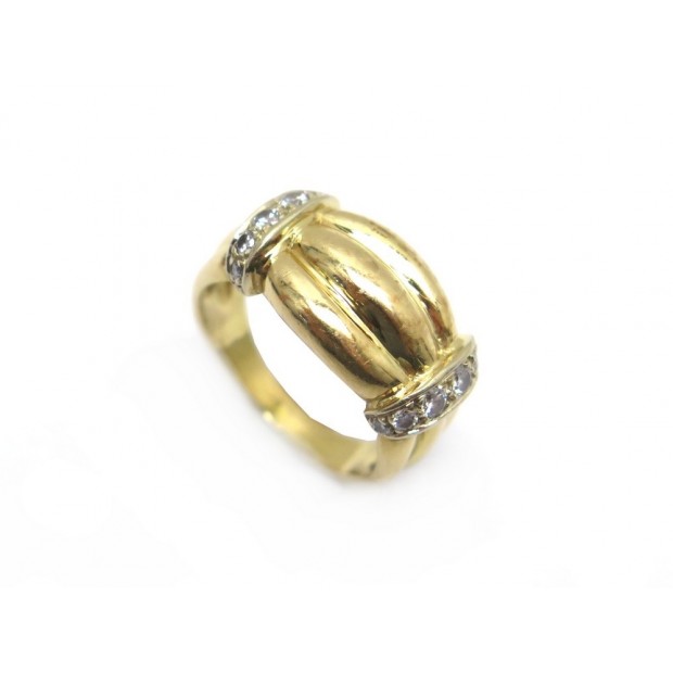 BAGUE TAILLE 52 EN OR JAUNE 18K ET 12 DIAMANTS 0.24 CARAT 9GR YELLOW GOLD RING