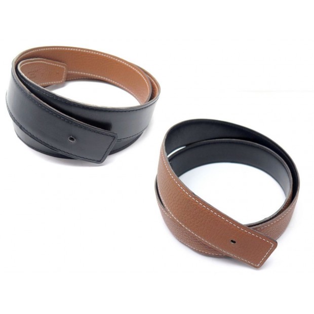 CEINTURE HERMES LIEN REVERSIBLE 32 MM T85 CUIR BOX NOIR ET TOGO MARRON BELT 355€