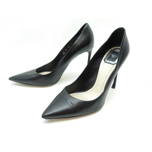 ESCARPINS CHRISTIAN DIOR CHERIE NOIR CUIR 39 