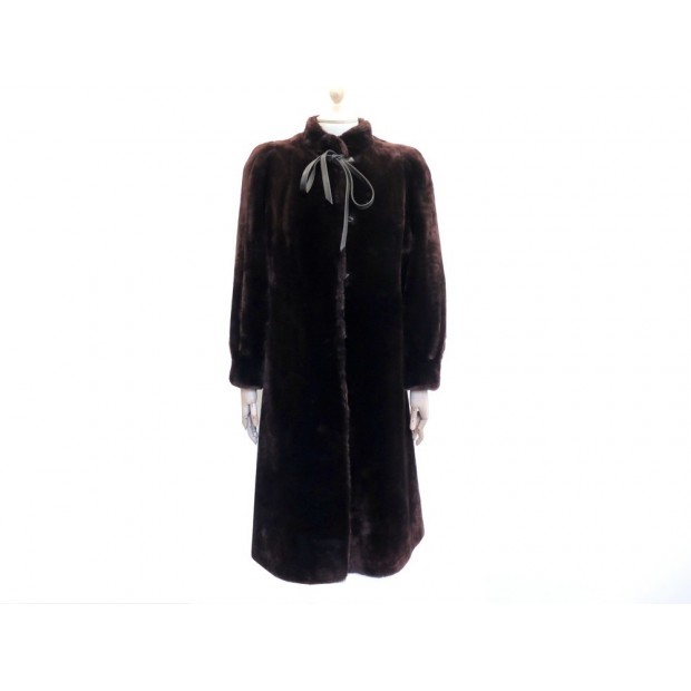 MANTEAU DE FOURRURE SPRUNG FRERES EN MOUTON DORE D ELEVAGE MARRON 40 42 M L COAT 