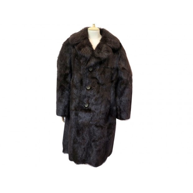 NEUF MANTEAU LASKA TAILLE 44 L EN FOURRURE DE RAGONDIN D ELEVAGE FUR COAT JACKET