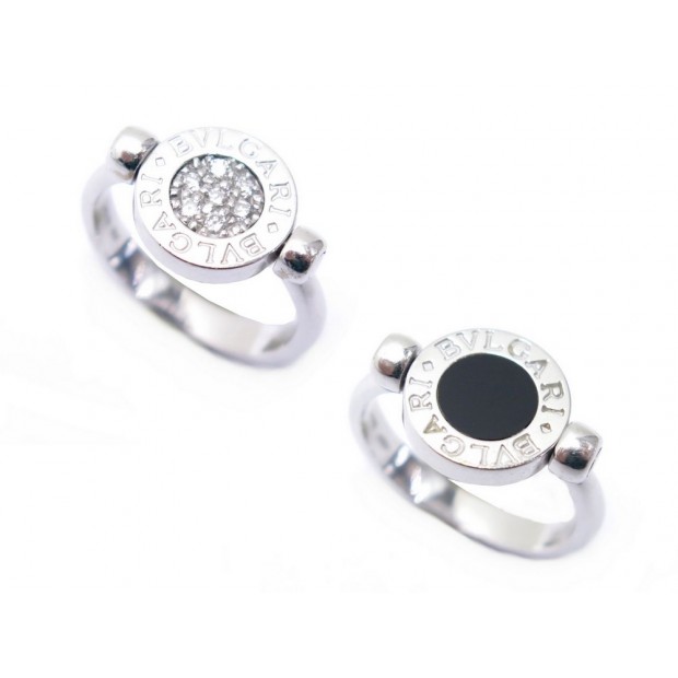 BAGUE BULGARI BULGARI AN850723 REVERSIBLE OR BLANC 18CT DIAMANTS ONYX RING 2700€