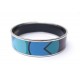 BRACELET HERMES EN EMAIL IMPRIME LARGE BLEU PALLADIE + POCHON ENAMEL JEWEL 490€