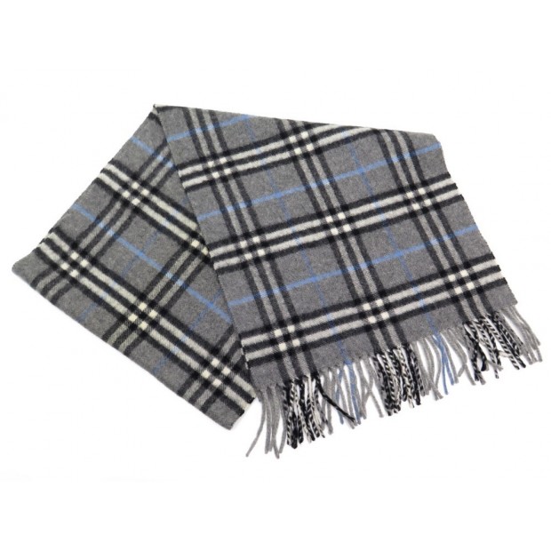 NEUF ECHARPE BURBERRY MOTIF VINTAGE CHECK TARTAN EN CACHEMIRE GRIS SCARF 420€