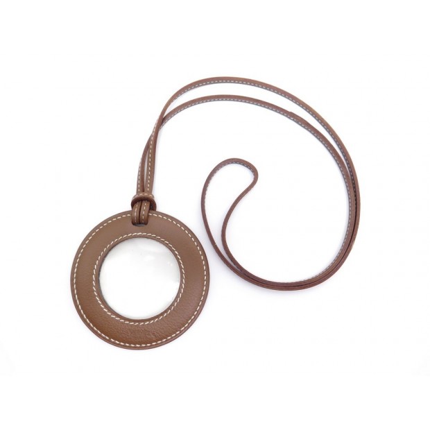 NEUF LOUPE HERMES IN THE POCKET EN CUIR VEAU GRAS MARRON MAGNIFYING GLASS 585€