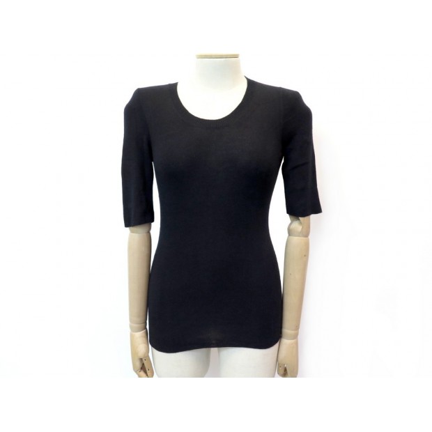 PULL HERMES TSHIRT TAILLE 36 S EN CACHEMIRE NOIR BLACK CASHMERE SWEATER TOP 920€