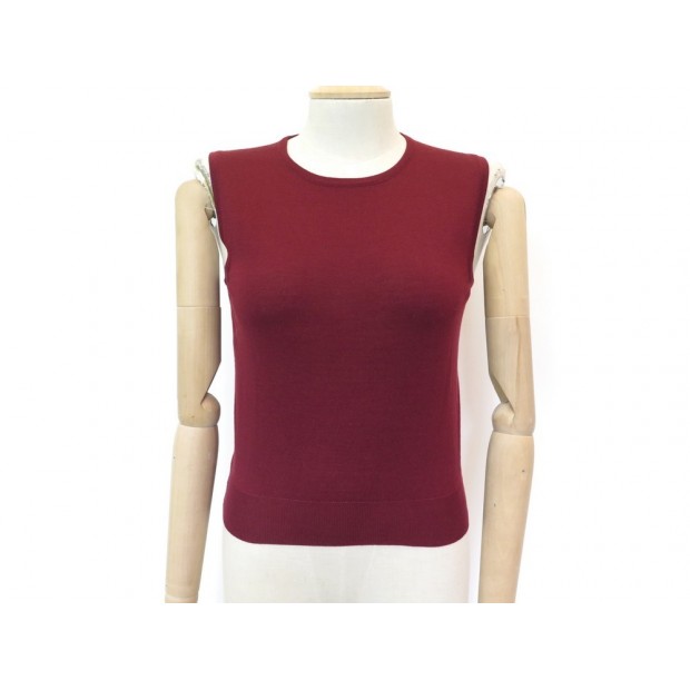 NEUF DEBARDEUR YVES SAINT LAURENT T40 M EN LAINE BORDEAUX HAUT TSHIRT TOP 890€
