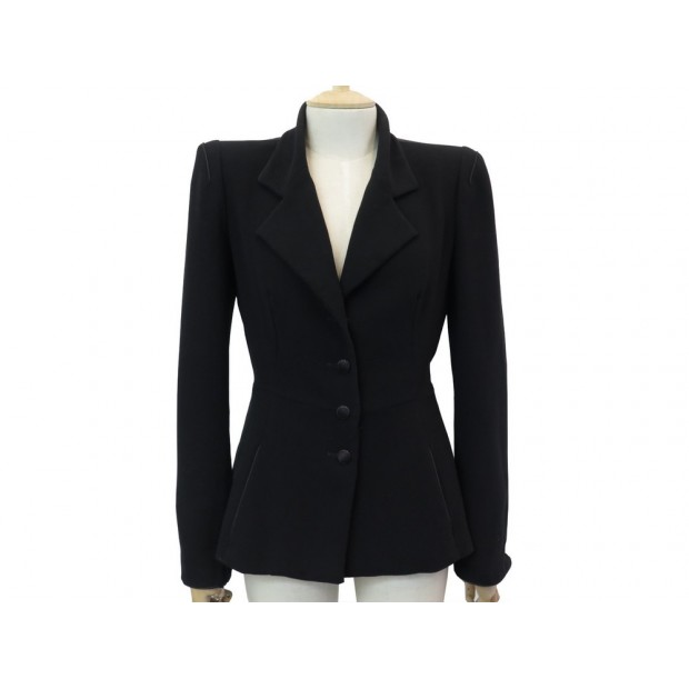 VESTE DE SMOKING LAGERFELD M 38 EN LAINE EMPIECEMENT SATIN NOIR WOOL JACKET 395€