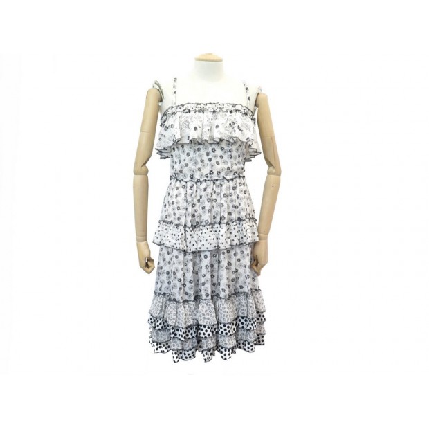 NEUF ROBE A VOLANTS DOLCE & GABBANA SANS MANCHE S 38 IT 36 FR SOIE DRESS 1950€