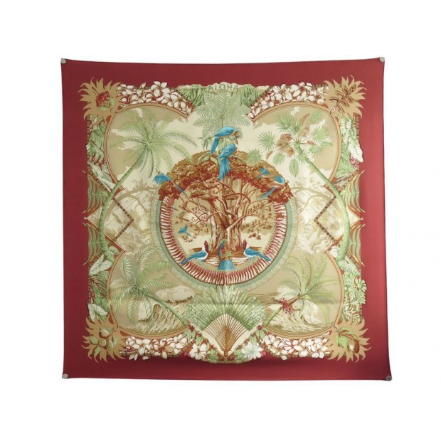 FOULARD HERMES ALOHA CARRE 90 PAR BOURTHOUMIEUX EN SOIE + BOITE SILK SCARF 375€