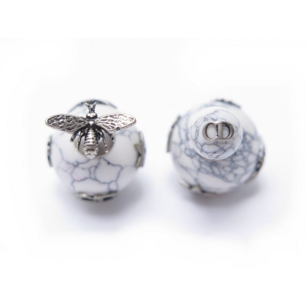 NEUF BOUCLES D'OREILLES DIOR TRIBALES ABEILLE EN METAL ET RESINE EARRINGS 310€