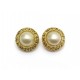 BOUCLES D'OREILLES CHANEL PUCES EN METAL DORE PERLES PEARLS GOLDEN EARRINGS 420€