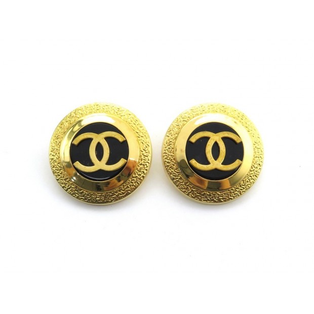 BOUCLE OREILLES CHANEL PUCES METAL DORE 1 2