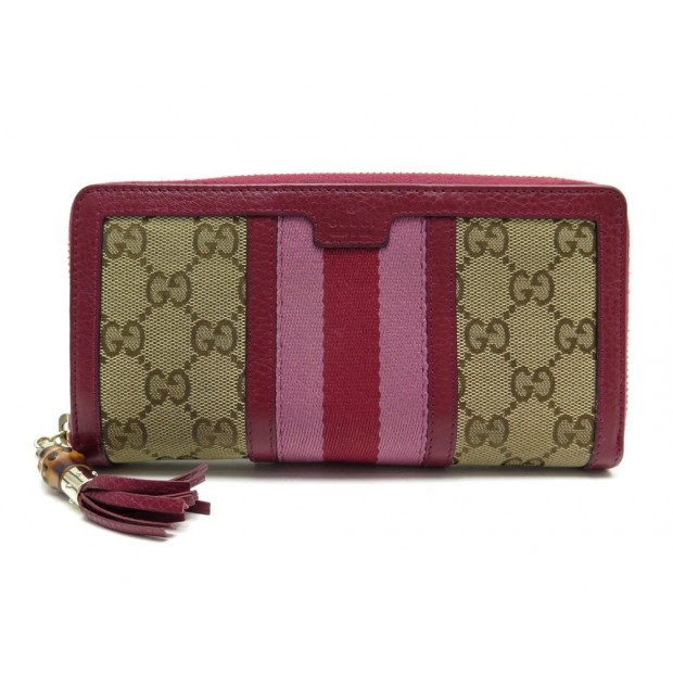 PORTEFEUILLE GUCCI RANIA ORIGINAL GG ZIP AROUND 353651 TOILE ET CUIR WALLET 520€