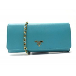 SAC A MAIN PRADA WOC 1M1290 BANDOULIERE EN CUIR SAFFIANO TURQUOISE HANDBAG 1025€