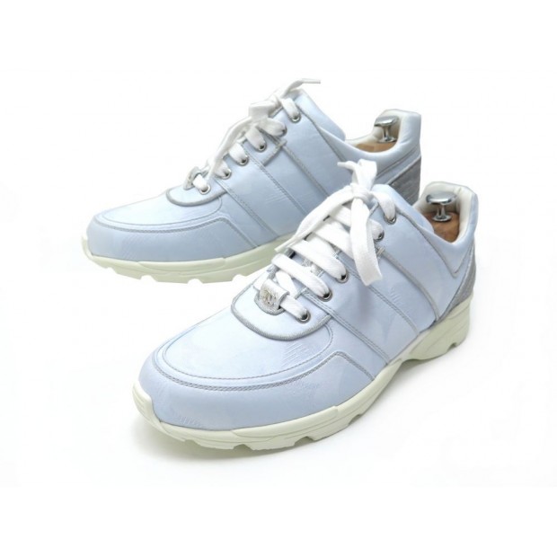 NEUF CHAUSSURES CHANEL CC SNEAKERS G31711 BASKETS 41 EN TOILE BLEU + BOITE 870€