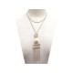 NEUF COLLIER CHANEL SAUTOIR PENDENTIF LOGO CC ET PERLE METAL DORE NECKLACE 1150€