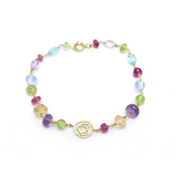 NEUF BRACELET TOUS 17 CM OR JAUNE 18K ET PIERRES MULTICOLORES + ECRIN 1600€