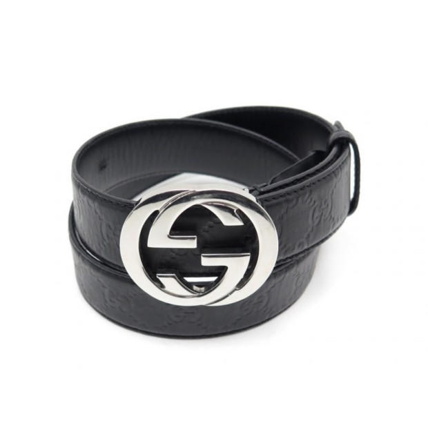 CEINTURE GUCCI GUCCISSIMA T85 BOUCLE LOGO GG 114984 EN CUIR MONOGRAMME NOIR 380€