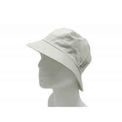 NEUF CHAPEAU HERMES VENDOME T59 EN COTON BEIGE TIRETTE CUIR NEW COTTON HAT 305€