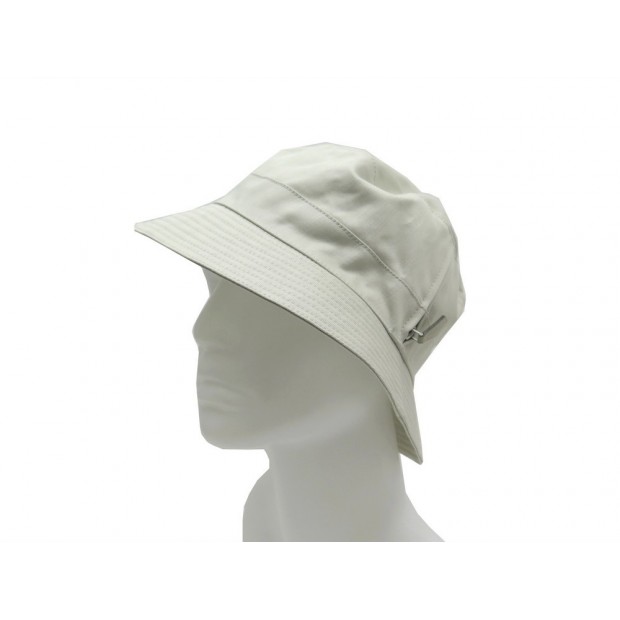 NEUF CHAPEAU HERMES VENDOME T 60 TOILE MARRON TIRETTE CUIR & CACHEMIRE HAT 305 