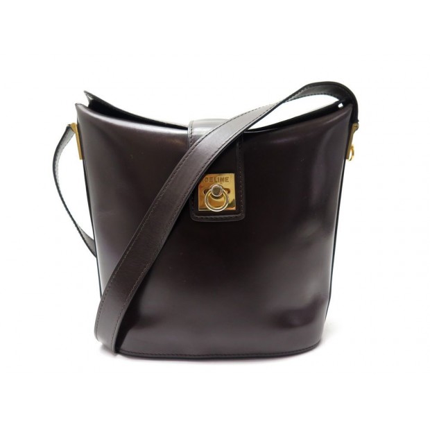 VINTAGE SAC A MAIN CELINE BANDOULIERE CUIR MARRON BROWN LEATHER HAND BAG 1200€