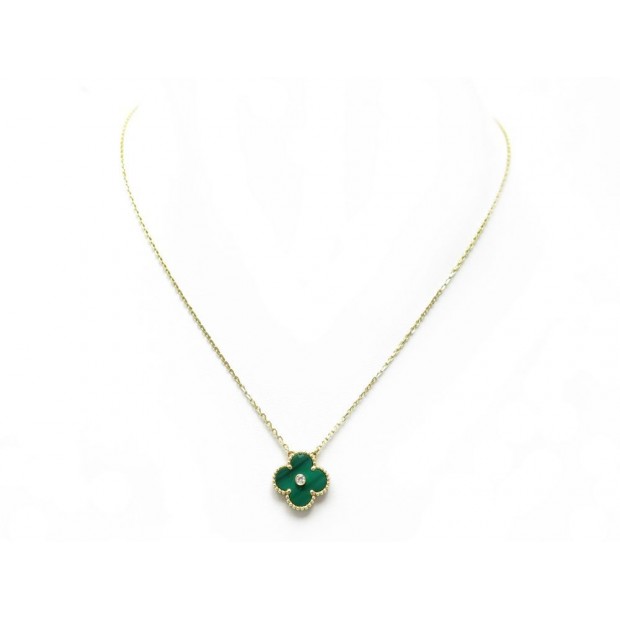 COLLIER VAN CLEEF & ARPELS ALHAMBRA VINTAGE MALACHITE OR JAUNE ET DIAMANT 3600€