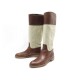 CHAUSSURES LOUIS VUITTON BOTTES CUIR ET TOILE MARRON 