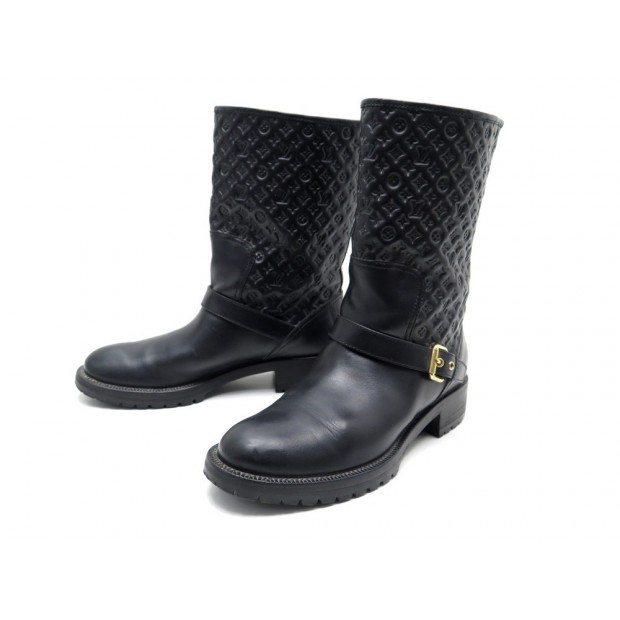  CHAUSSURES LOUIS VUITTON BOTTINES CUIR NOIR MONOGRAM 