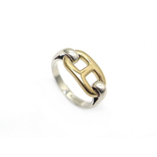 BAGUE HERMES CHAINE ANCRE OR ET ARGENT 4.9G