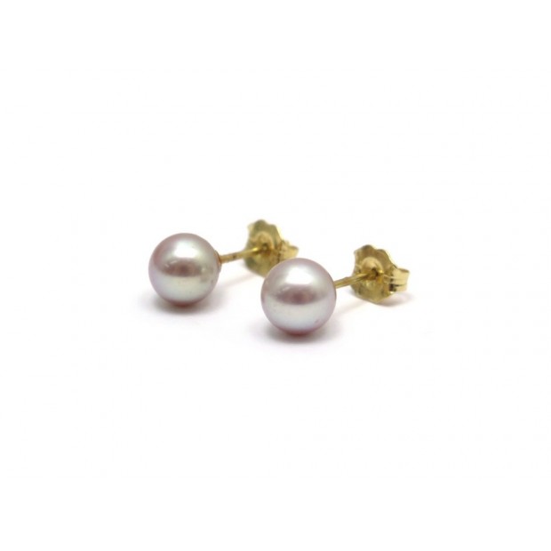 BOUCLES D OREILLES EN PERLES DE CULTURE OR JAUNE 18K 1.3GR PEARLS GOLD EARRINGS