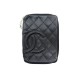 POCHETTE CHANEL CAMBON LOGO CC TROUSSE DE TOILETTE CUIR NOIR BLACK WALLET 1220€