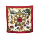 NEUF FOULARD HERMES JOIES D'HIVER JOACHIM METZ SOIE JACQUARD ROUGE + BOITE 375€