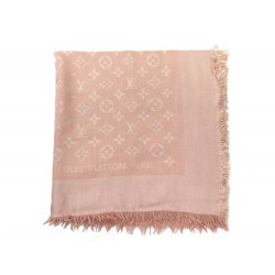 CHALE LOUIS VUITTON MONOGRAM LV M74441 EN SOIE & LAINE ROSE SILK WOOL SHAWL 400€